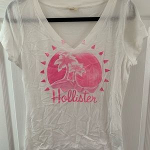 Hollister Tee Shirt with Neon Pink Sun